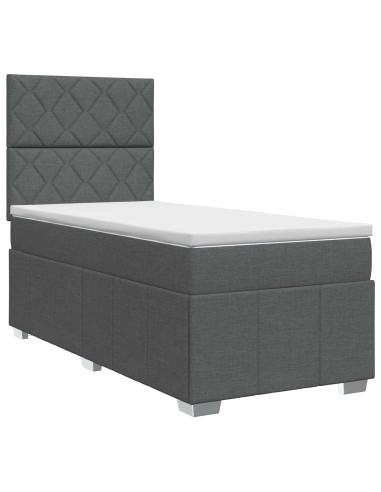 Letto box spring con materasso Grigio Scuro 100 x 200 cm