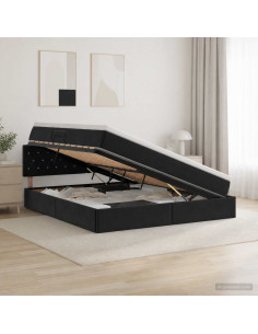 Letto con Contenitore con testiera Nero 160 x 200 cm Velluto