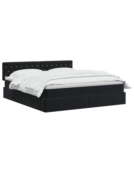 Letto con Contenitore con testiera Nero 160 x 200 cm Velluto