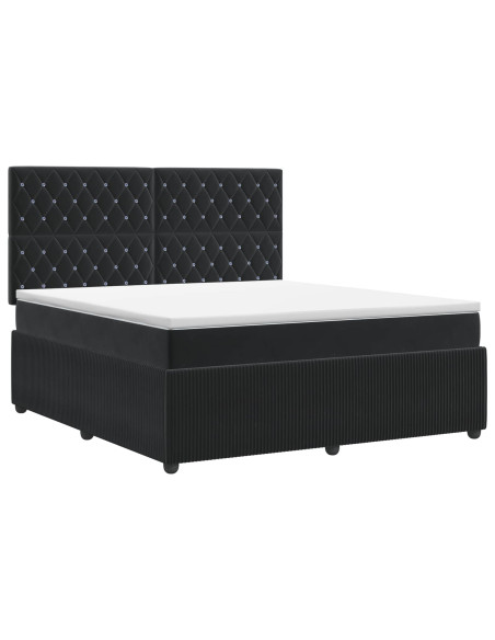 Letto box spring con materasso Nero 160 x 200 cm Velluto