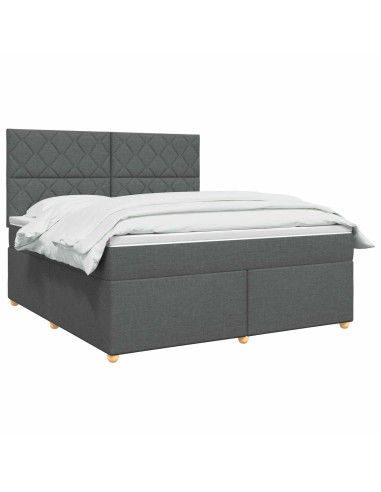 Letto box spring con materasso Grigio Scuro 160 x 200 cm