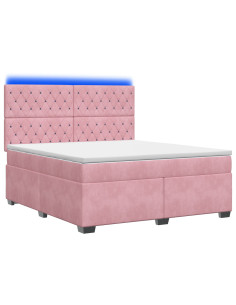 Letto box spring con materasso Rosa 160 x 200 cm Velluto 2