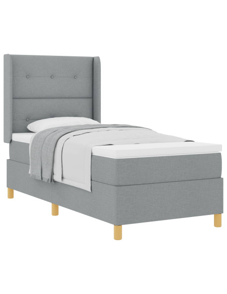 Letto a molle con testiera Grigio chiaro 100 x 200 cm Tessuto