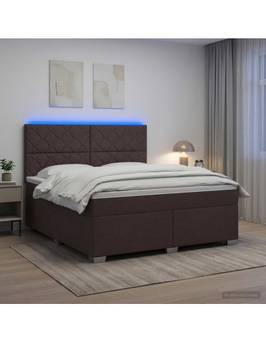 Letto box spring con materasso Marrone Scuro 180 x 200 cm