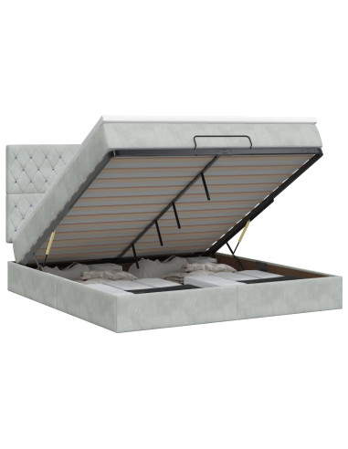 Letto ottomano con materasso Grigio Chiaro 180 x 200 cm Velluto