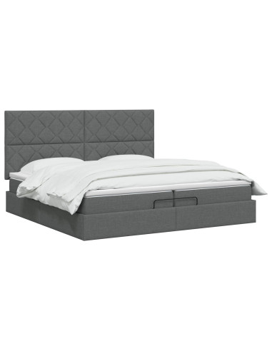 Letto ottomano con materasso Grigio Scuro 200 x 200 cm Tessuto