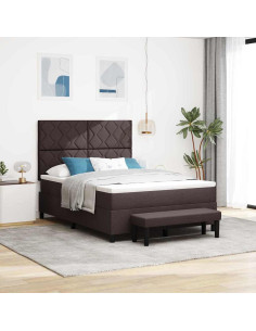 Letto a molle con testiera Marrone Scuro 140 x 190 cm Tessuto
