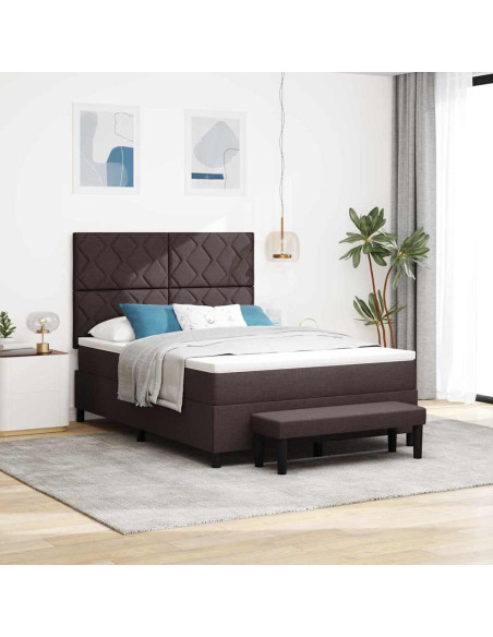 Letto a molle con testiera Marrone Scuro 140 x 190 cm Tessuto