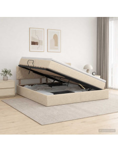 Letto con contenitore LED e materasso Crema 180 x 200 cm