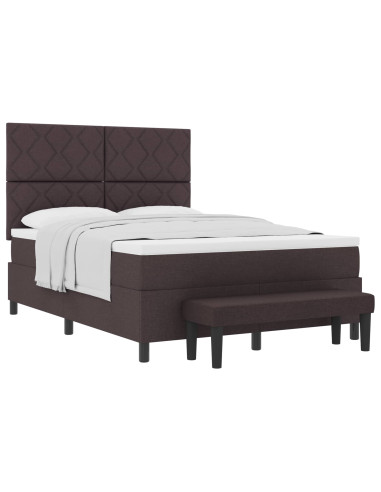 Letto a molle con testiera Marrone Scuro 140 x 190 cm Tessuto