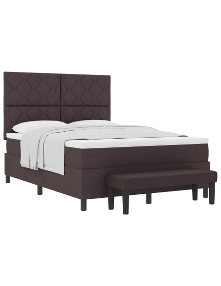 Letto a molle con testiera Marrone Scuro 140 x 190 cm Tessuto