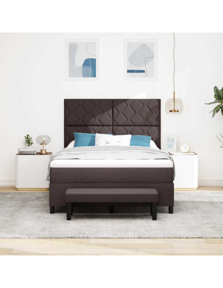 Letto a molle con testiera Marrone Scuro 140 x 190 cm Tessuto