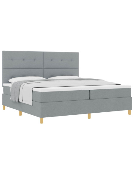 Letto a molle con testiera Grigio chiaro 200 x 200 cm Tessuto