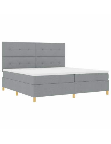 Letto a molle con testiera Grigio chiaro 200 x 200 cm Tessuto