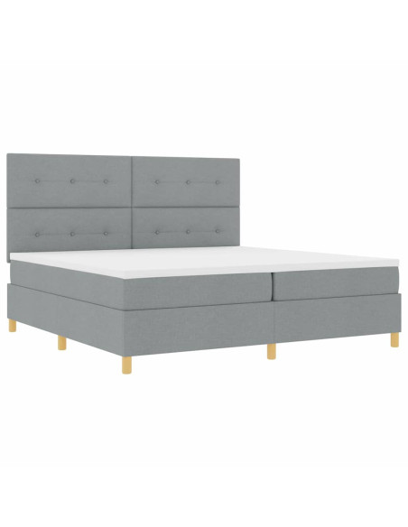 Letto a molle con testiera Grigio chiaro 200 x 200 cm Tessuto