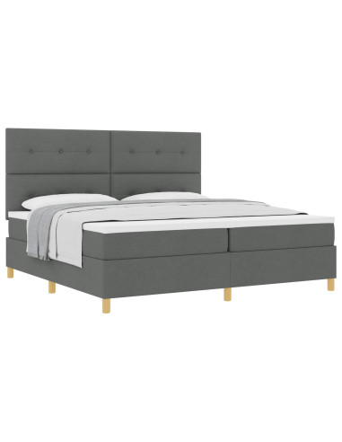 Letto a molle con testiera Grigio scuro 200 x 200 cm Tessuto