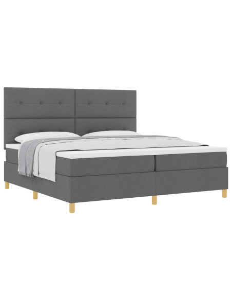 Letto a molle con testiera Grigio scuro 200 x 200 cm Tessuto