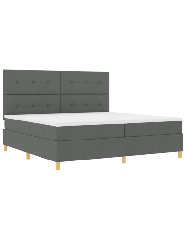 Letto a molle con testiera Grigio scuro 200 x 200 cm Tessuto