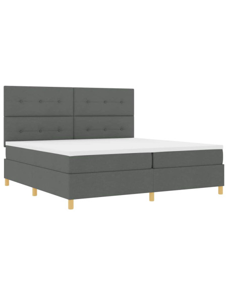 Letto a molle con testiera Grigio scuro 200 x 200 cm Tessuto