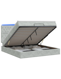 Letto Ottomano con Materasso e LED Grigio Chiaro 180 x 200 cm 2