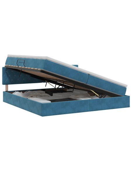 Letto con Contenitore Blu Scuro 200 x 200 cm Velluto