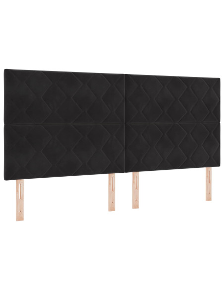Letto con contenitore e materasso Nero 200 x 200 cm Velluto