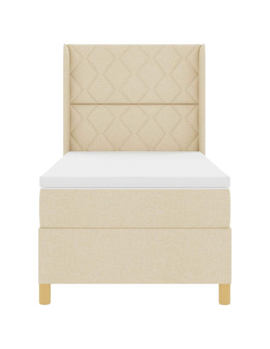 Letto a molle con testiera Crema 90 x 190 cm Tessuto