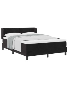 Letto a molle con testiera Nero 160 x 200 cm Velluto 2
