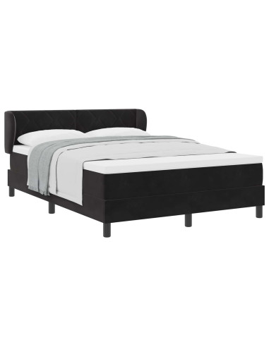 Letto a molle con testiera Nero 160 x 200 cm Velluto