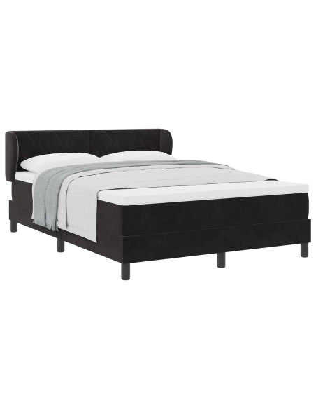 Letto a molle con testiera Nero 160 x 200 cm Velluto