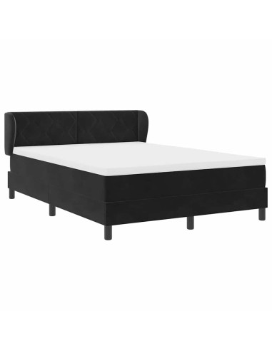 Letto a molle con testiera Nero 160 x 200 cm Velluto