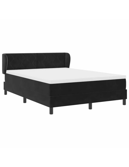 Letto a molle con testiera Nero 160 x 200 cm Velluto