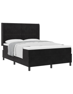Letto a molle con testiera Nero 160 x 200 cm Velluto 2