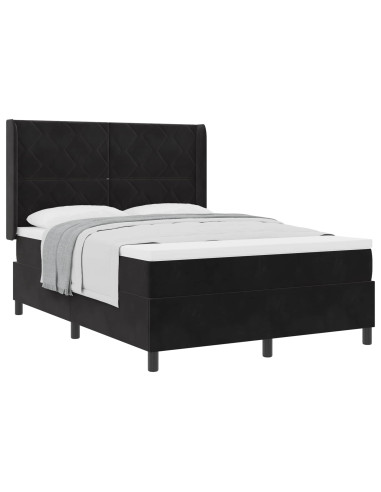 Letto a molle con testiera Nero 160 x 200 cm Velluto