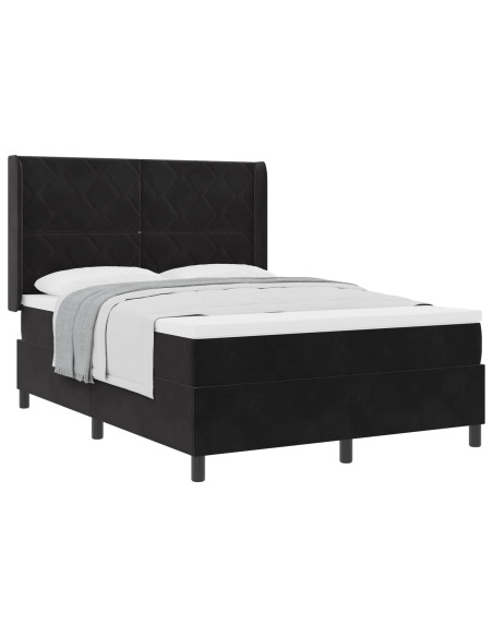 Letto a molle con testiera Nero 160 x 200 cm Velluto