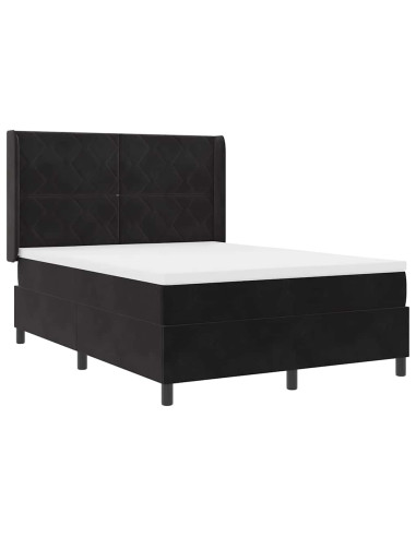 Letto a molle con testiera Nero 160 x 200 cm Velluto