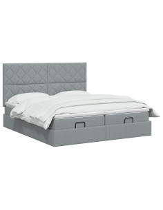 Letto ottomano con materasso 2 pz Grigio Chiaro Tessuto 2