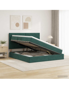 Letto con contenitore e materasso Verde Scuro 160 x 200 cm