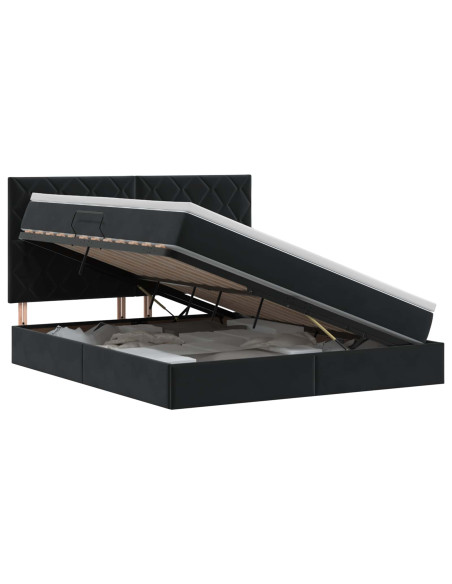 Letto con contenitore e materasso Nero 160 x 200 cm Velluto