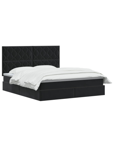 Letto con contenitore e materasso Nero 160 x 200 cm Velluto