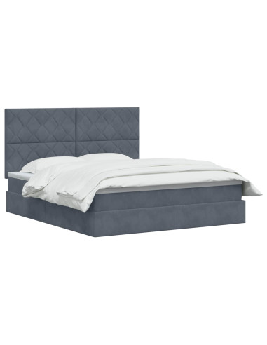 Letto con contenitore e materasso Grigio Scuro 180 x 200 cm