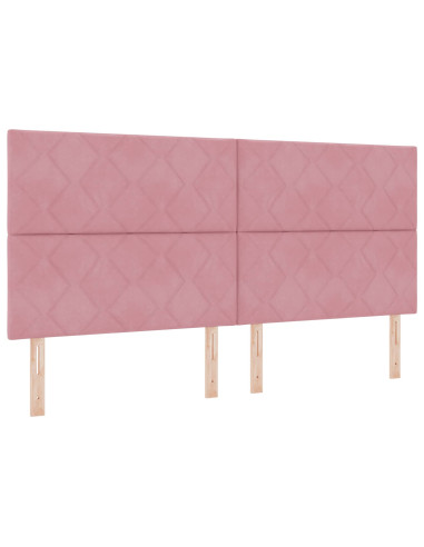 Letto con contenitore e materasso Rosa 200 x 200 cm Velluto