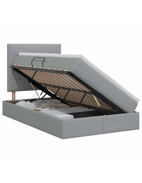 Letto con contenitore e materasso Grigio Chiaro 120 x 200 cm