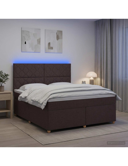 Letto box spring con materasso Marrone Scuro 160 x 200 cm