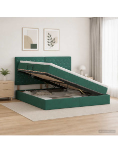 Letto con contenitore e materasso Verde Scuro 180 x 200 cm