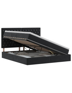 Letto con contenitore e materasso Nero 160 x 200 cm Velluto 2