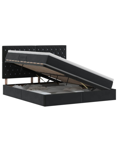 Letto con contenitore e materasso Nero 160 x 200 cm Velluto