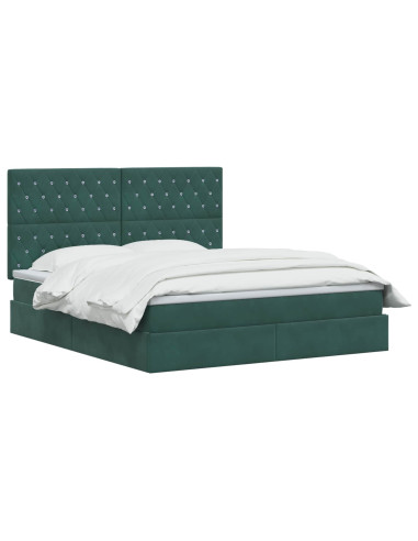 Letto con contenitore e materasso Verde Scuro 180 x 200 cm