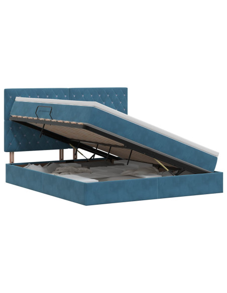 Letto con contenitore e materasso Blu Scuro 180 x 200 cm