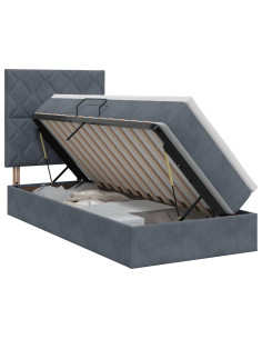 Letto con contenitore e materasso Grigio Scuro 90 x 200 cm 2
